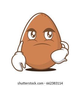 Confused face egg cartoon character vector illustration