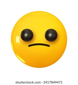 Confused Face Emoji. Emotion 3d cartoon icon. Yellow round emoticon. Vector illustration