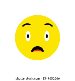 Confused face Emoji icon flat style. Cute Emoticon round symbol. Sad, wonder and surprised Face. For mobile keyboard app, messenger. Expressive cartoon avatar on white background. Vector illustration