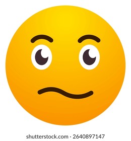 Confused face emoji with raised eyebrows and wavy mouth, expressing doubt, uncertainty, or hesitation, Perfect for messaging, UI UX, Websites.