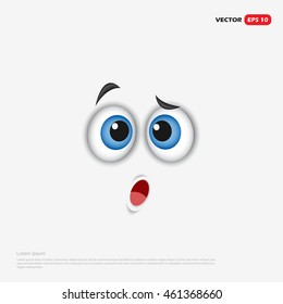 Confused face emoticon, isolated on white background - vector illustration