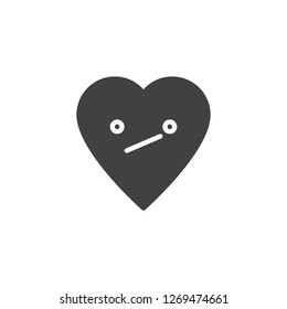 Confused face emoticon vector icon. filled flat sign for mobile concept and web design. Dissatisfied heart face character emoji solid icon. Symbol, logo illustration. Pixel perfect vector graphics