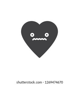 Confused Face emoticon vector icon. filled flat sign for mobile concept and web design. confused heart face character emoji solid icon. Symbol, logo illustration. Pixel perfect vector graphics