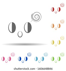 Confused face in multi color style icon. Simple thin line, outline vector of smile icons for ui and ux, website or mobile application