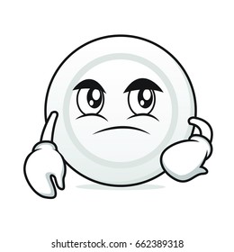 Confused face plate cartoon character vector art