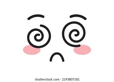 Confused facial expressions in doodle style isolated on white background