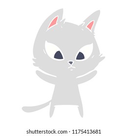 confused flat color style cartoon cat
