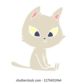 confused flat color style cartoon cat