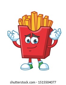 confused French fries cartoon mascot character design vector