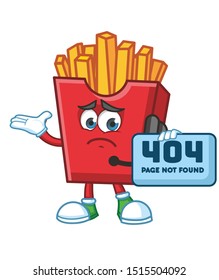 confused French fries cartoon mascot character design vector