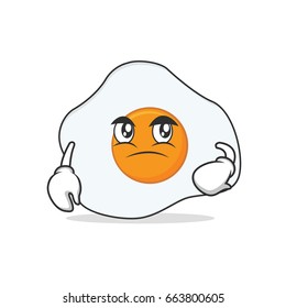 Confused fried egg cartoon character vector art