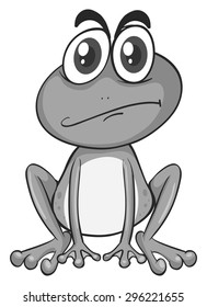 Confused frog sitting alone in black and white	