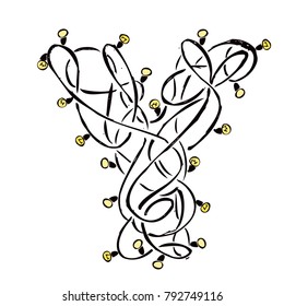confused garland with light bulbs. a decorative letter. ornament