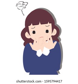 Confused girl. Creative idea design. Flat vector illustration for template, brochure, web page or presentation.