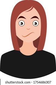 Confused girl, illustration, vector on white background