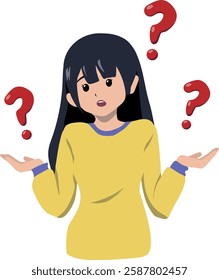 A Confused Girl Simple Vector Illustration