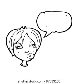 confused girl with speech bubble cartoon