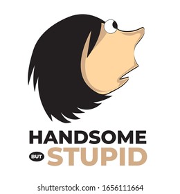 Confused handsome stupid man character. Vector cartoon illustration.