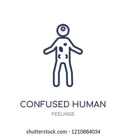 confused human icon. confused human linear symbol design from Feelings collection. Simple outline element vector illustration on white background.