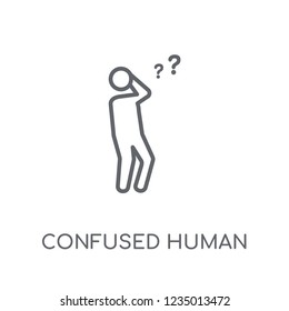 confused human linear icon. Modern outline confused human logo concept on white background from Feelings collection. Suitable for use on web apps, mobile apps and print media.