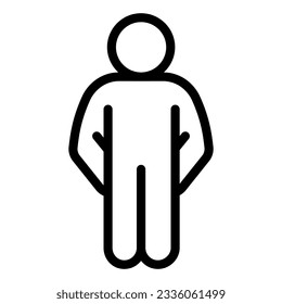 Confused human pose line icon. Man with hands down in pockets outline style pictogram on white background. Person staying both hand inside pocket for mobile concept and web design. Vector graphics