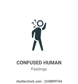 Confused human vector icon on white background. Flat vector confused human icon symbol sign from modern feelings collection for mobile concept and web apps design.