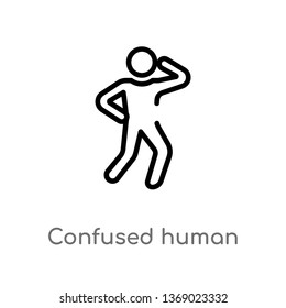 confused human vector line icon. Simple element illustration. confused human outline icon from feelings concept. Can be used for web and mobile
