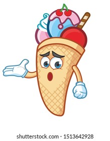 confused ice cream cone mascot character design