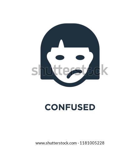 Confused icon. Black filled vector illustration. Confused symbol on white background. Can be used in web and mobile.