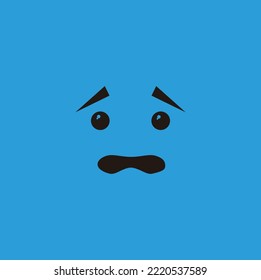 confused icon. Depression emoji. Sad flat smile sign. Emoticon expression  vector graphic. Felling art nervous