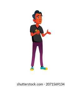 confused indian boy asking direction on street cartoon vector. confused indian boy asking direction on street character. isolated flat cartoon illustration