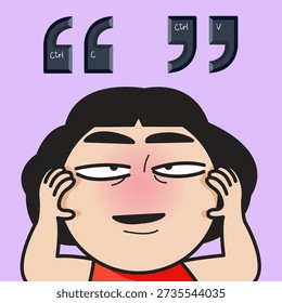 A Confused Lady Speaking Artificial Intelligence Language Concept Card Character illustration
