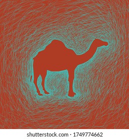 Confused line camel,Camel shape,
Blue line,tangled line art