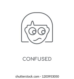 Confused linear icon. Confused concept stroke symbol design. Thin graphic elements vector illustration, outline pattern on a white background, eps 10.