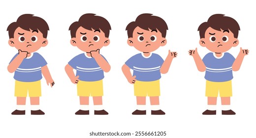 Confused Little Boy Thinking Pensive	
