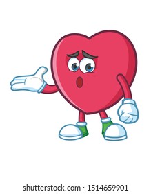 confused love symbol mascot character vector