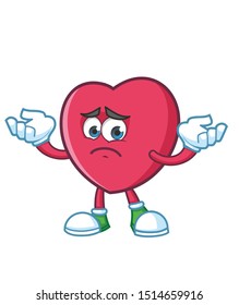 confused love symbol mascot character vector