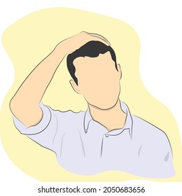 Hombre confuso Vector estético plano hombre con la cabeza mareada