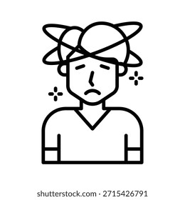 Hombre confundido Avatar Ilustración vectorial, Línea Estilo Icon
