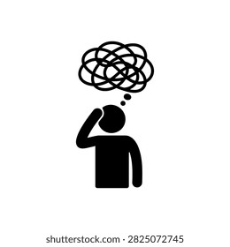 Confused man with disorientation stroke symptom icon