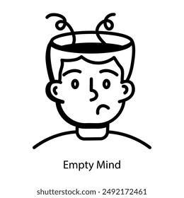 Confused man with empty mind, doodle style icon 