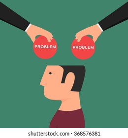 Confused Man. Headache. Thinking about problems. Search out of trouble