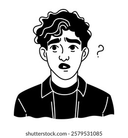 Confused man icon in glyph style 