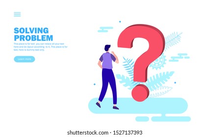 confused man looking at question mark