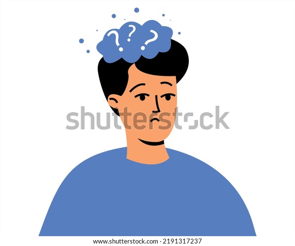 Confused Man Mess Head Depressive Period Stock Vector (Royalty Free ...