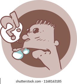 confused man with question and exclamation mark speech baloon cartoon style vector illustration
