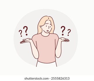 confused man with question mark symbol. Hand drawn style vector design illustrations.