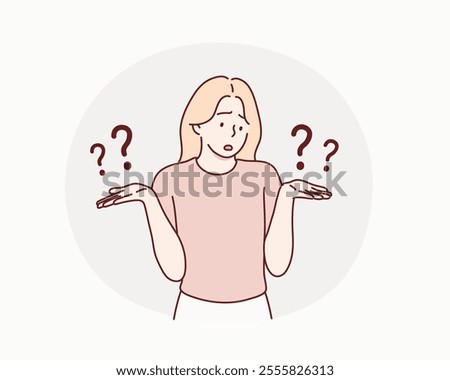 confused man with question mark symbol. Hand drawn style vector design illustrations.