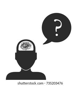 Confused man in the search for a solution to the problem. Tangled. Problem and difficulty concept. Vector illustration.