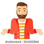 Confused man shrugging his shoulders.